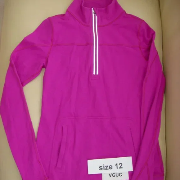 Ivivva Girl by Lululemon 🍋 Another Lap 1/2 Zip pink pullover size 12 - Picture 4 of 4